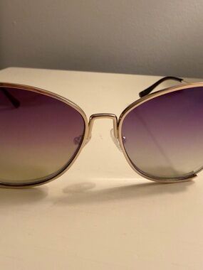 Quay Australia Gold Frame Sunglasses with Purple Gradient Lenses